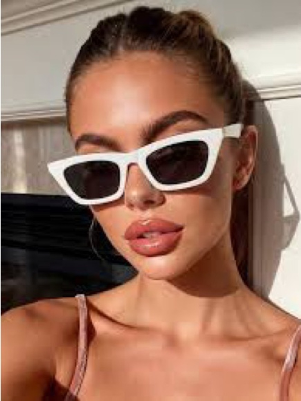 New White extreme Cat-Eye retro Sunglasses for Women smoke lens